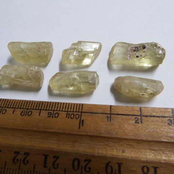 6pcs 68ct double terminated yellow apatite rough gemstone crystal lot mexico - Picture 4 of 7